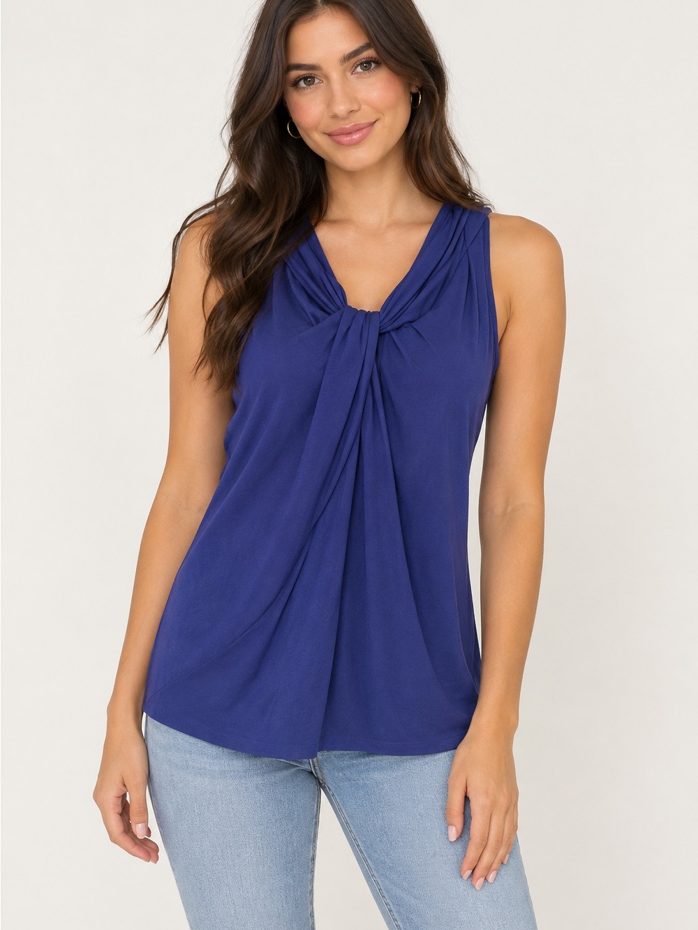 Ricki’s Knot Front Tank Top in Deep Blue